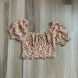 floral puff sleeve top